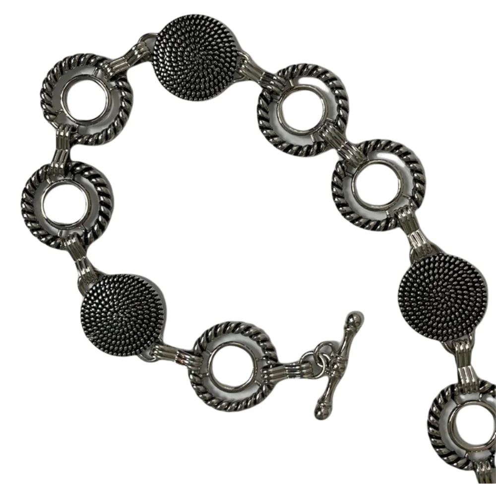 Vintage Silver Chain Link Belt Studded Ornate Filigree Boho Western Festival